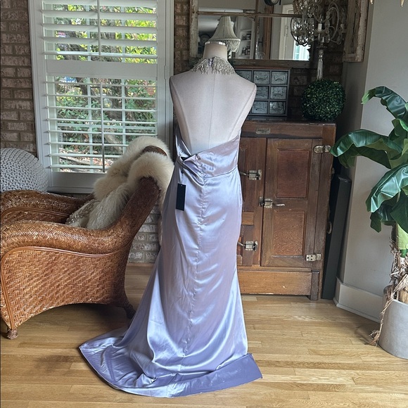 FASHION NOVA Rebekah Embellished Satin Gown - Grey LARGE NEW - Picture 5 of 10